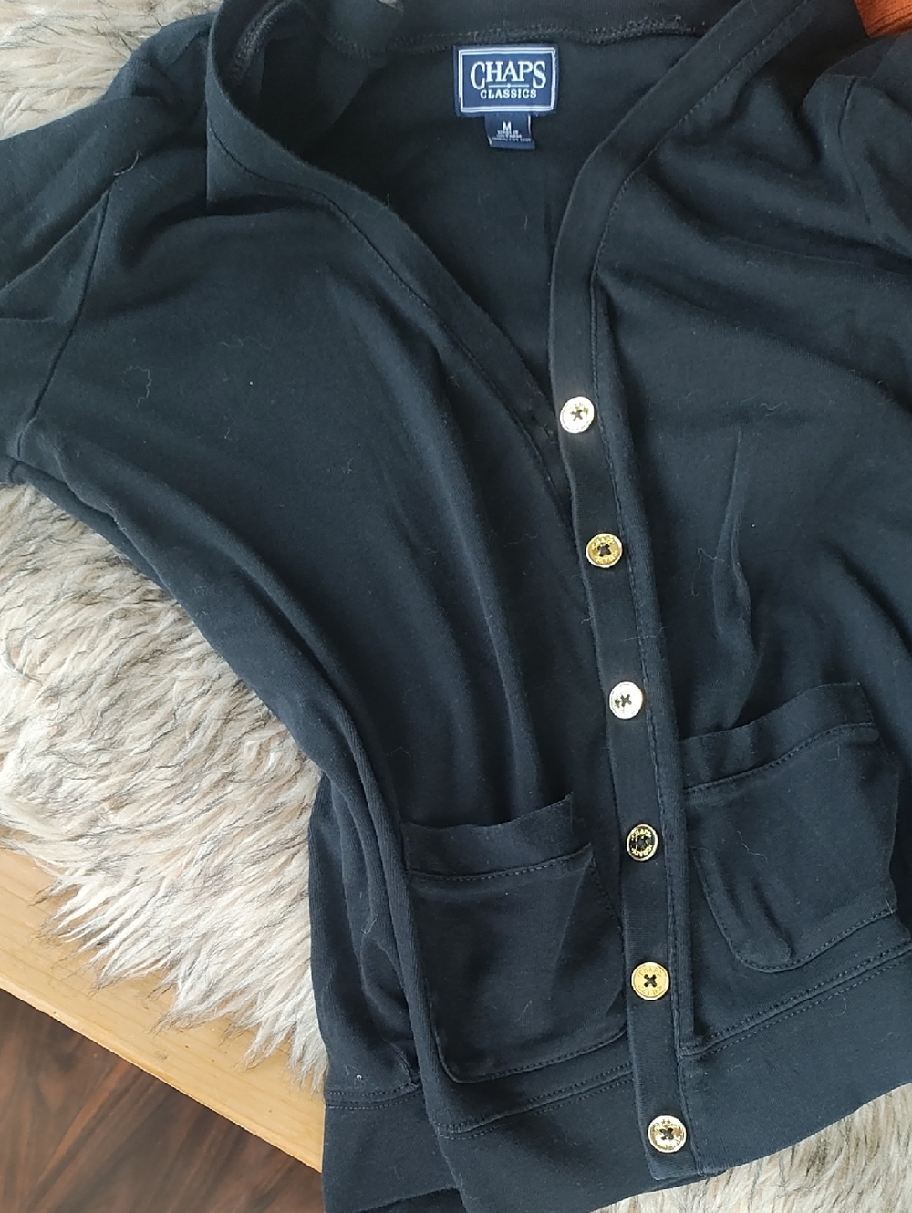 Chaps Black Button-Up with Gold Buttons